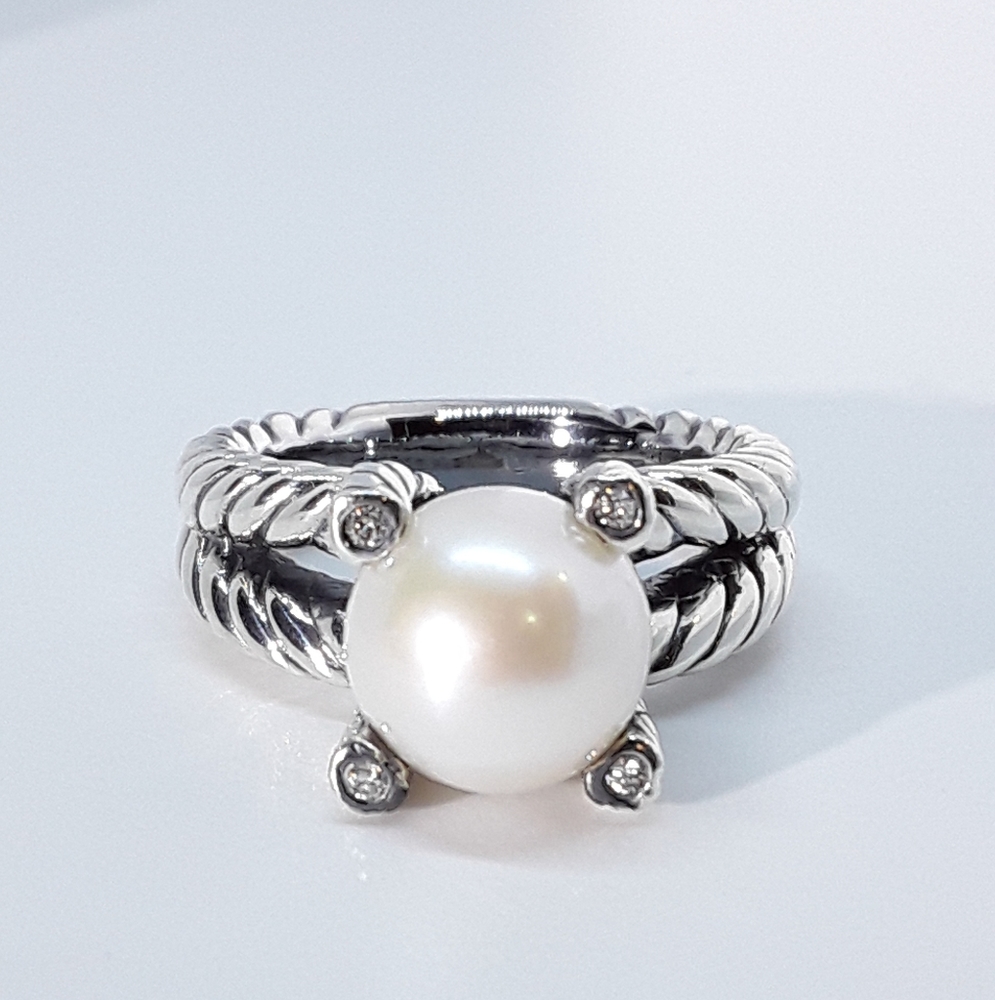 DAVID YURMAN CABLE PEARL RING 8